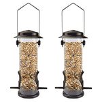 MIXXIDEA Metal Wild Birds Feeders 2 Packs Tube Bird Feeder Stainless Steel Hanging Bird Feeder for Garden Backyard Outside Decoration Attracting Wild Finch, Thistle, Cardinal(Coffee)