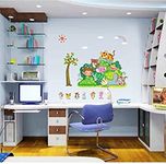 JAAMSO ROYALS Tiger Bears Cat Duck Cartoon Animal Design Self Adhesive Peel and Stick Wall Sticker for Kids Room Bed Room Hall Wall and Home Decor (45CM x 60CM)