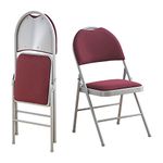 KAIHAOWIN Metal Folding Chairs Set of 2 Padded Foldable Comfortable Chairs with Extended Backrest and Handle Hole for Indoor Easy to Carry-Red