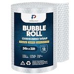 Bubble Packing Wrap | 24 inch Wide by 25 Feet Long & Perforated Every 12 inches | Roll of Small Air Bubble Cushioning Wrap for Moving, Shipping, Packing, Protecting Breakable Fragile, 3/16" Thick