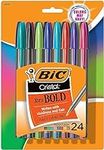 BIC Cristal Xtra Bold Ballpoint Pens, Bold Point (1.6mm) For Vivid And Dramatic Lines, Assorted Colors, 24-Count Pack