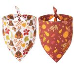 ADOGGYGO Thanksgiving Dog Bandana, Pumpkin Turkey Dog Scarf, Multi Size Offered, Fall Autumn Leaves Dog Thanksgiving Bandanas for Small Dogs Cats Puppies (Small, Thanksgiving-2)