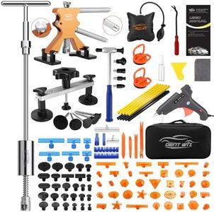 Paintless Dent Repair Kit, Car Dent Removal Tool Set with Reinforced Glue Tabs, 100W Hot Glue Gun and PDR Hammer for Hail Damage, Door Dings, Small & Large Dents on Car Doors, Hoods and Body Panels