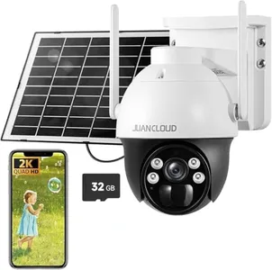 JUANCLOUD 4G LTE Cellular Solar Outdoor Security Camera Wireless, 2K 4MP 360° View, No WiFi, SIM & 32GB SD Card Included, Color Night Vision, 2-Way Talk, Motion Detection, Light & Siren Alert