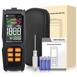 Neoteck Wood Moisture Meter Pinless Moisture Meter ±4％ Accuracy & 20mm Analysis Depth with VA Color Screen & Audio-Visual Dry-Risk-Wet Display for Walls, Wood, Masonry, Concrete, Plaster