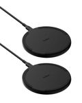 Belkin Wireless Charging Pad 15W - Qi Charger, Charging Station for Apple iPhone 17, iPhone 16/15/14/13 Series, AirPods, Samsung Galaxy S25, Galaxy S24, Pixel - 5ft Cable Included - Black, 2-Pack