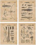 Vintage Bow Arrow Patent Prints, 4 