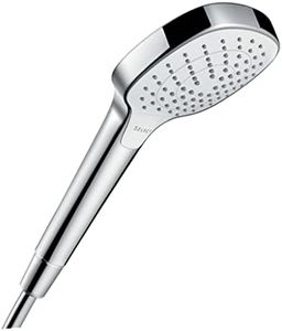 hansgrohe Croma Select E - Pommeau de douche 3 types de jet, Douchette à main carré (110 x 110 mm), Blanc/chromé, 26812400