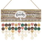 CHDITB Family Birthday Calendar with Tags, Vintage The Alphabet of Family Birthday Wall Hanging(16"x5"), Inspirational Quotes Wooden Birthday Reminder Tracker for Mothers Day Anniversary