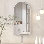 Mepplzian Bathroom Mirror Cabinets,Arched Mirror Cabinet Bathroom Wall,Brushed Nickel Bathroom Cabinets with Mirror,Metal Framed Mirrored Bathroom Cabinets Wall Mounted,Mirror Bathroom Cabinet 40x80