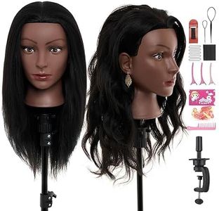 20-22" Mannequin Head,100% and 80% Real Human Hair Mannequin Head, Braiding Cosmetology Manikin Doll Head for Hair Styling Training with Table Clamp