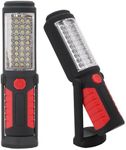 Vagocom 2Pcs LED Battery Magnetic Torches,Portable Work Light Flashlight Inspection Lamp with Hook for Mechanic,Emergency,Home,Car Repair,Trouble Light(Batteries not Included)(Red)