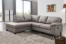 SC Furniture Ltd Grey High Grade Genuine Leather Corner Sofa BOSTON (Left Hand Facing) + USB