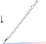 GadgetBite Stylus Pen for Android Tablet & iOS All Touchscreen Devices Capacitive Universal Smart Pencil with Fine Point Disc Tip Lightweight Metal Body Magnetic Cap for Mobile Phone iPad Tab - White