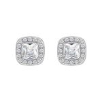 Sterling Silver Earrings Studs, Square Cubic Zirconia Earrings Studs For Women Silver Stud Earrings Cubic Zirconia Hypoallergenic Silver Studs For Girl And Men