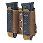 IDOGEAR Pistol Mag Pouch Molle Magazine Pouch 9MM Double Stack Elastic Magazine Holster with Inner Loop Panel Laser-Cut Hardshell Mag Carrier (Coyote Brown)