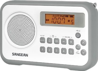 Sangean PR-D18GR AM/FM/Clock Portable Digital Radio with Protective Bumper (White/Grey)