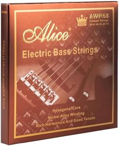 Alice Bass Guitar String 4 Strings Set, Hexagonal Core with Nickel Alloy Winding, 045-105 Medium Gauge, Saturated & Warm