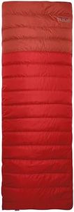 Rab Outpost 700 Sac de couchage rectangulaire isolé en duvet pour camping et randonnée – Rouge toscan/horizon foncé – Fermeture éclair gauche normale