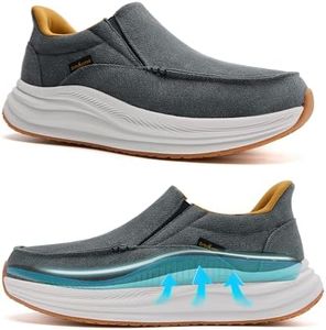 Men's Orthopedic Shoes: Orthotic High Arch Support Boat Shoes for Plantar Fasciitis & Flat Feet, Comfortable Canvas Slip-On Fashion Loafers for Outdoor, Indoor, Tennis & Work Wear Denim Size 11