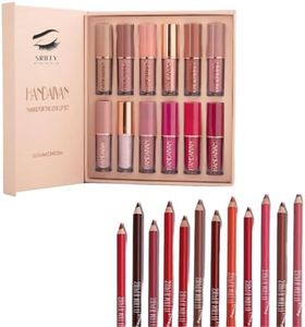 SRBTY Lipstick Set of 12 Long Lasting Waterproof Liquid Lipsticks for Women - Red, Brown, Nude Lipstick Combo Pack with Matte and Glossy Finish Shades with Waterproof Professional Multicolored Matte Lip Liner Pencil combo offer