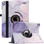 LXS New iPad 10.2" 9th Generation Case 2021/ 8th Generation 2020 / 7th Gen 2019-360 Degree Rotating Multi-Angle Viewing Folio Stand Cases with Auto Wake/Sleep (Purple Marble)