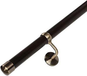 ROTHLEY Wooden Handrails for Indoor Stairs: 9.9FT Wood Hand Railings with Metal Alloy Brackets Wall Mount 1.6" Round Wooden Stair Railing for Home Corridor Lofts Kindergarten Guardrail (Ebony)