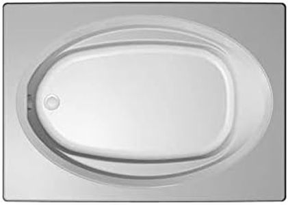 JACUZZI SIGNATURE Acrylic Skirted Soaking Bathtub, Slip Resistant, Left Drain Placement, 60” (L) x 42” (W), Oval in Rectangle Design, White