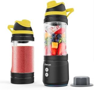 Portable Blender for Smoothies and Shakes, Anti-Jamming, 24oz USB-C Rechargeable, BPA-Free, Electric Protein Shaker Bottle with Travel Lid for Kitchen, Gym & Office.(Black Base Yellow Lid)