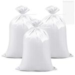 20 Pcs Sand Bags 45×75cm Heavy Duty Woven Gravel Bags Waste Bags and 20 Pieces Ties for Garden Rubbish Flood Protection and Storage(White)