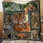 Chickwin Quilted Bedspread Single Double King Size, 3D Animal Coverlets Lightweight Microfiber Comforter Easy Care Sofa Blanket Throw for All Season (Tiger,226x280cm)