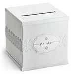 SELPONT e Gift Card Box with White Lace Textured Finish - Large Size 10" x 10" - For Wedding Receptions, Bridal & Baby Showers, Birthdays, Graduations, Funerals, Money