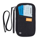 homchen RFID Blocking Family Passport Wallet Holder Waterproof, Travel Document Organizer Credit Card Clutch Bag for Men Women (Black)