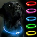 SerDa-Run Light Up Dog Collar, Dog Collar Lights for The Dark, Flashing Dog Collar Rechargeable, Size-Adjustable Light for Dog Collar with Three Modes(Blue)