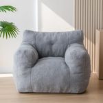 MAXYOYO Sherpa Bean Bag Chair, Boucle Tufted Bean Bag Couch, Living Room Bean Bag Chair for Adults Kids, Teddy Lazy Sofa Accent Chair with Pocket for Reading, Stuffed with Filler.