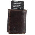 HIDE & SKIN Italian Brown Genuine Leather Unisex RFID Card Holder Wallet