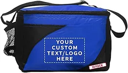 DISCOUNT PROMOS 10 Access Cooler Lunch Bags Set - Customizable Text, Logo - Insulated, Front Pocket, Side Pocket - Blue