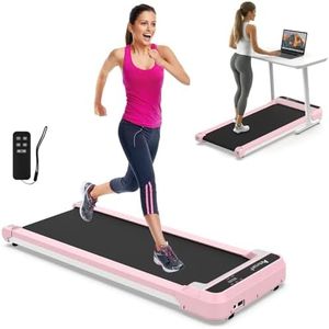Advwin 3 in 1 Walking Pad Treadmill for Home, Under Desk Treadmill for Jogging & Walking, Compact Portable Pink Running Machine with Shock Absorption|Non-Slip|LED Display|Quiet Motor