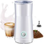 Huogary Milk Forther Simple Milk Frother and Steamer 2-in-1 Milk Steamer with Hot Milk Foam and Hot Milk for Latte, Macchiato, Cappuccinos (White)