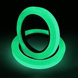 BuxiuGK 2 Pieces Luminous Tape Fluorescent Tapes 10m x 10mm Glow in The Dark Self-Adhesive Tape Warning Tape for Stage Supplies Wall Decorative Sticker
