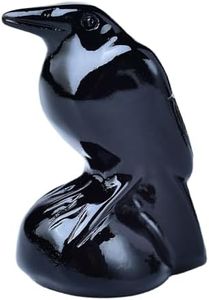 WUYOUSHI Natural Obsidian Crystal Raven Statue 2" Healing Crystal Handmade Sculpture Lucky Guardian Pocket Statues Reiki Meditation Office Home Decoration Gift