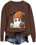 Cute Sweatshirts for Women Halloween Pullover Tops Long Sleeve Sweatshirt Crewneck Graphic Shirts Novelty Sweater Top, Pumpkin Sweatshirt Women Halloween Costume