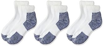 Thorlos JMX Running Maximum Cushion Ankle Socks, White/Navy (3 Pairs), M (Pack of 3)