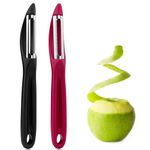 OrganizeMee Peeler for Vegetables, Regual & Serrated/Wavy Edge,Premium Universal Peeler for Professional and Household Kitchen Apple Potato Fruit Slicer Tool &, Scraper Stainless Steel Blade Set of 2