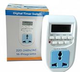 Quick Sense QS-T1 Digital Timer Switch | Programmable LCD Display | 16 On/Off Settings | Energy Saving Automation | 220-240V AC | Plug-in Smart Timer for Appliances