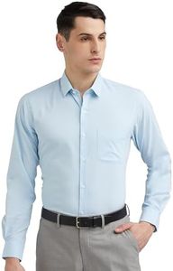 Peter England Men's Everday Regular Fit Solid Shirt | Cotton Rich | 5-Pin Pocketing Light Blue