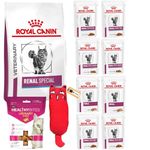 Renal Cat Food Bundle of Royal Canin Renal Cat Food | 8x 85g Renal Cat Food Wet Covering Entire Range | Renal Special Cat Food Dry 400g | Healthy Bites Urinary Cat Treats 65g | Pet Purpose Catnip Toy