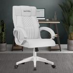 beAAtho® Oxford Leatherette Office Chair with 3 Years Warranty | Ergonomic Leather Orthopedic Executive Boss Chair with Spacious Cushioned Seat | Heavy Duty Metal Base | High Back (White)