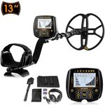 Hazlewolke Professional Metal Detector with 13'' Large Double-D Waterproof Search Coil, High Sensitivity & Pinpointer Function, Metal Detectors for Adults with Backlight LCD Display