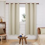 Deconovo Blackout Curtains for Living Room, Room Darkening Curtain Panel for Bedroom, Thermal Insulated Window Curtain, 1 Panel, Beige, 42 W x 63 L Inch Long Curtain, Nursery Curtain